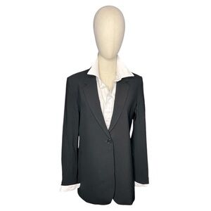 Theory Black Dalingwood Wool Blend Single Button Blazer Size 10